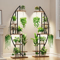 BACEKOLL Plant Stand Indoor with Grow Lights, 6 Tiered Tall Plant Shelf, 63" Metal Plant Stand for Indoor Plants Multiple, Half-Moon Plant Rack Display Shelf, 2 Pcs Plant Holder for Living Room, Patio