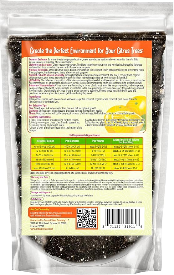 GARDENWISE Premium Organic Citrus Potting Soil for Indoor/Outdoor Plants - Perfect for Oranges, Lemons, Limes & Grapefruits Trees - Hand Blended for Optimal Growth (10 QUARTS)