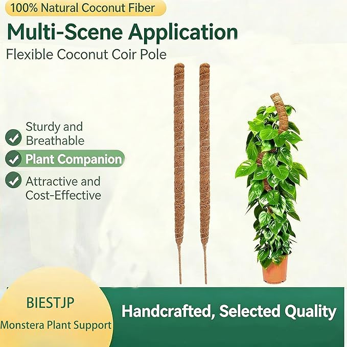 Monstera Plant Support,Bendable Coco Coir Pole for Monstera Plant Supports Indoor Plants, 63 inch Moss Pole Support for Climbing Plants