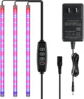 iPower LED Plant Grow Light Strips Full Spectrum with 3 Timing Modes, 10 Dimmable Levels 48 LEDs Per Tubes, Sunlike Grow Lamp for Hydroponics Succulent,Red & Blue