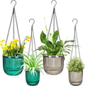 Maxcheck 4 Pcs Self Watering Hanging Planters Indoor Gift 6.5'' 4.5'' Hanging Flower Pots Baskets Outdoor Self Watering Plant with 3hooks Drainage Holes for Home
