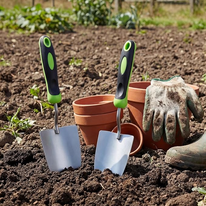 Yaocom 30 Pcs Garden Shovel Aluminum Alloy Heavy Duty Trowel Small Digging Shovels Metal Hand Trowel Spade with Soft Handle for Garden Lawn Yard Planting Tool (Wide Shovel,Green)