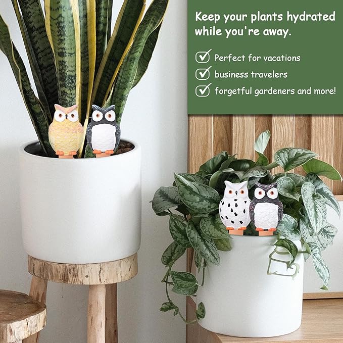 Self Plant Watering Globes 4PCS Terracotta Watering Spikes Plant Watering Devices Self Watering Planter Insert Owl Decor