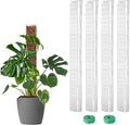 EOX 4 Pcs 24 Inch Plastic Moss Pole for Monstera, Large D Shaped Poles for Climbing Plants Work with Sphagnum Moss, 90 Inch Plant Stake Set of 4, Garden Ties
