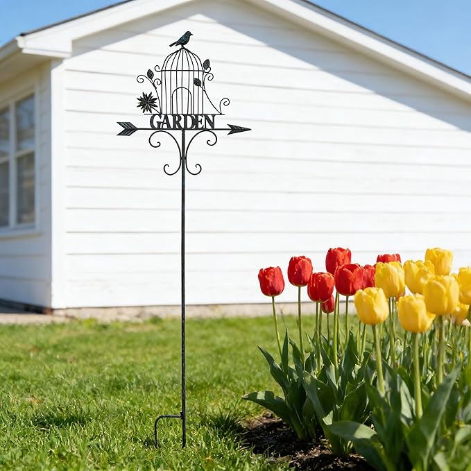 Decorative Garden Stakes，Metal Garden Sign for Outdoor Lawn Backyard Porch Pathway Decor
