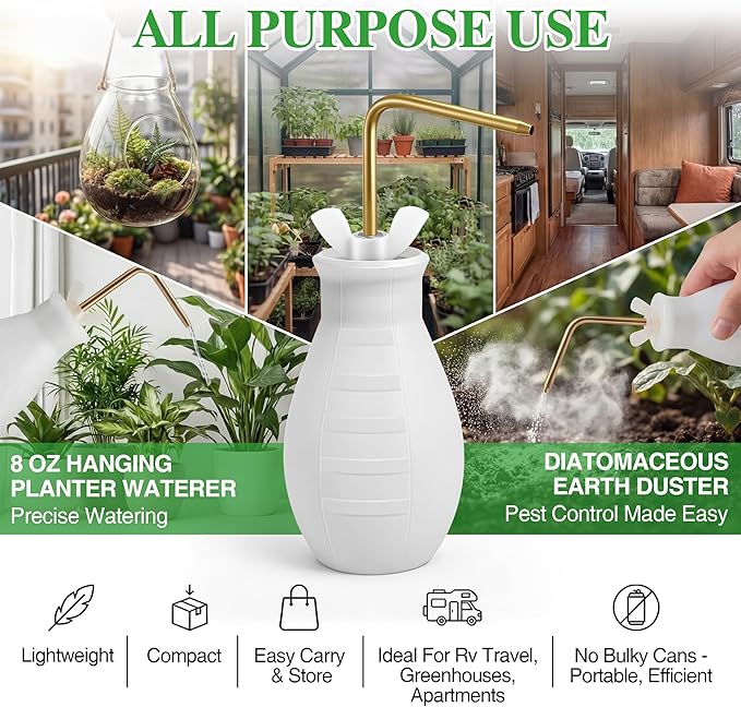 Squeeze Bottle for Hanging Plants, 19" Long Spout Plant Watering Bottle, Easy Squeeze Indoor/Outdoor Watering Can Alternative, Precise Sprinkling for Hanging Baskets, Houseplants (8 oz)