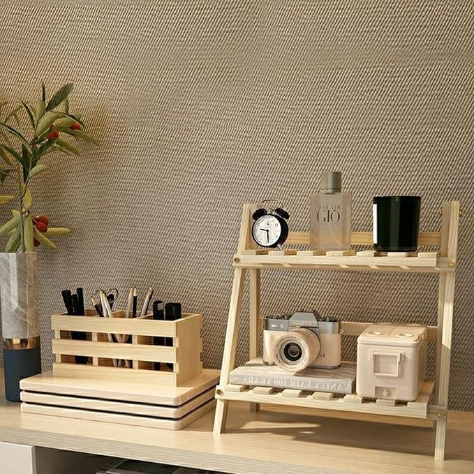 2 Tiers Plant Stand Bamboo, Tabletop Bamboo Succulent Plant Stand for Window Sill Plant Shelf, Rack Flower, Pot Holder, Desk Tiered Succulent Pot Holder(Pink)