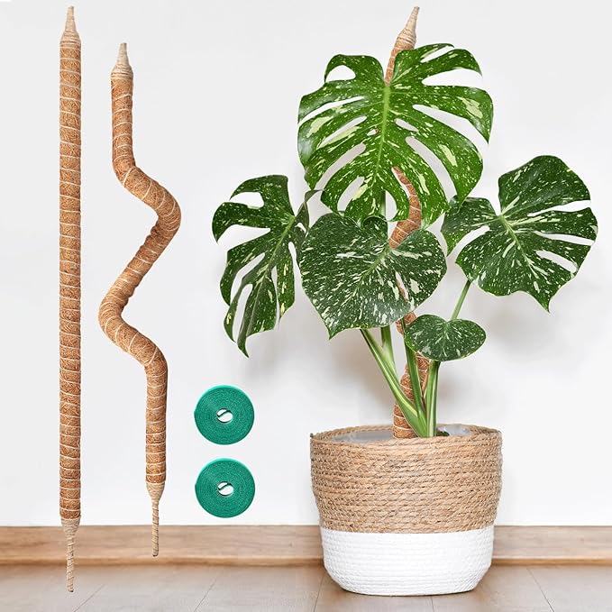 2-Pack 28in Bendable & Sturdy Moss Pole for Climbing Plants, Coco Coir Plant Support Stakes for Monstera, Pothos Vines, Philodendron, Fishbone Cactus & Indoor Tropical Houseplants
