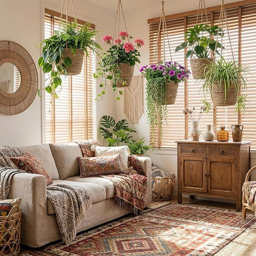 12 Pcs Seagrass Hanging Planter Basket Hand Woven Plant Basket with Plastic Liners Hanging Plant Holder Storage Containers with Cotton Rope for Indoor Garden Decor (Small,Brown)
