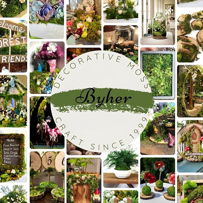 BYHER 4 OZ Fake Moss for Potted Plants, Artificial Green Moss for Crafts Faux Moss for Indoor Planters Fairy Garden Table Centerpieces Wedding Decoration (Fresh Green)