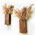 LaLaGreen Wood Wall Planters (8 Inch, 2 Pack) 16 Stalks of Pampas Grass Dried Flower, Wooden Box Vases for Indoor Hanging Planter Rustic Decor Home Living Room Bathroom Modern Farmhouse Decoration