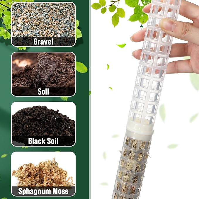 20 Pcs 15 Inch Plastic Moss Pole for Plants Monstera Moss Totem Pole Stick Plastic Monstera Plant Support 10 Pcs Plant Labels 4 Pcs 6.56 Ft Green Plant Ties Gardening Tape for Climbing Plants Creepers