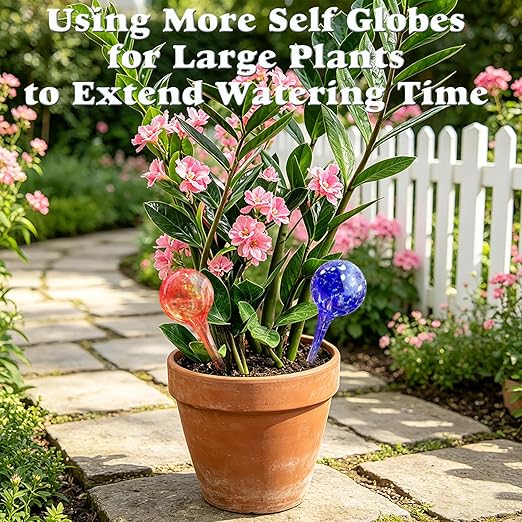 Plant Watering Globes - 6 Pack Colorful Glass Self Watering Bulbs for Plants, Automatic Plant Watering Devices for Indoor & Outdoor Use