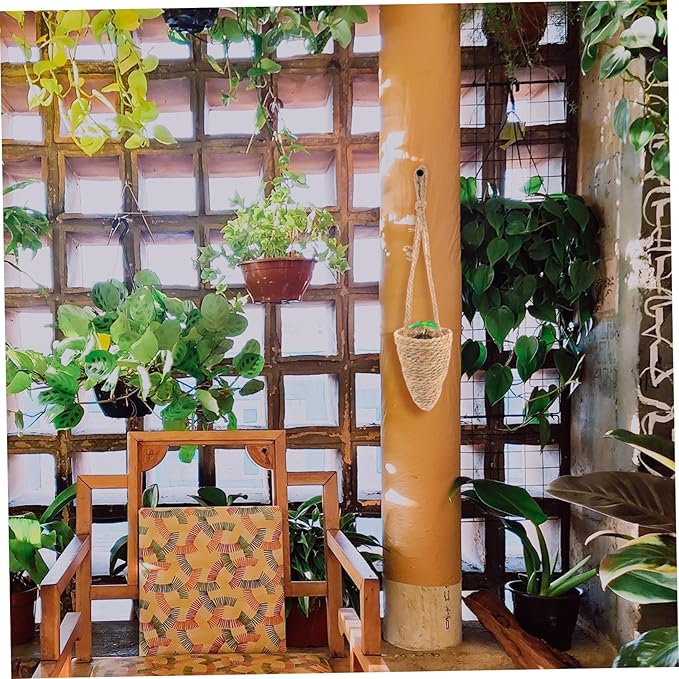 Rattan Hanging Plant Basket Wicker Planter Seagrass Flower Pot Woven Hanging Basket Balcony Plant Pot Outdoor Dec