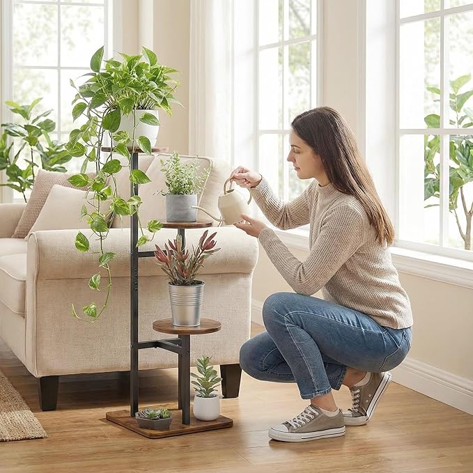 3 Tier Plant Stand Indoor, Tiered Plant Stands for Indoor Plants Multiple, Corner Flower Stand for Living Room, Multi-Layer Vintage Design Plant Shelf