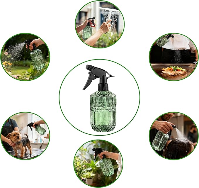 Glass Plant Misters for Inside, 13.5 oz Mister Spray Bottle for Plants, Spring Gardening, Cleaning, Hair, Pets Care with Adjustable Nozzle