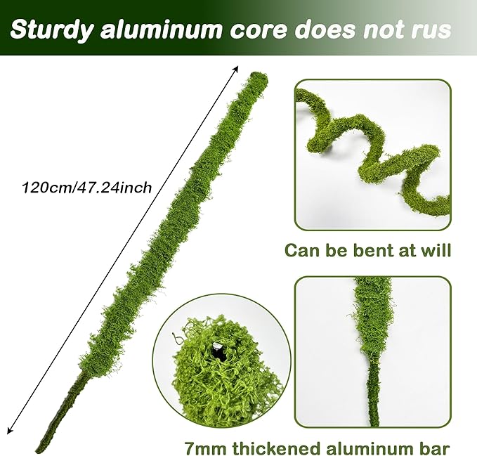 Moss Pole, 1 Pack 47.24 Inch Bendable Plant Stakes for Indoor Plants, Tall Moss Poles for Climbing Plants Indoor for Potted Plants, Pothos, Philodendron