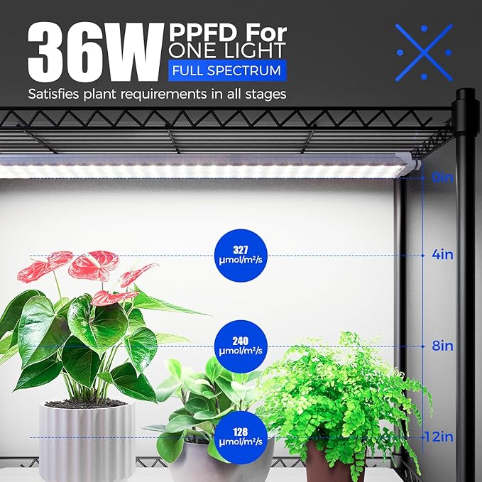 Barrina CX3Z Indoor Greenhouse with Grow Light, Full Spectrum 3FT 108W Plant Growing Lamp, 4-Tier Metal Plant Stand with Zippered EVA Cover, Wheels & Timer, 35.4"x13.8"x70.9"