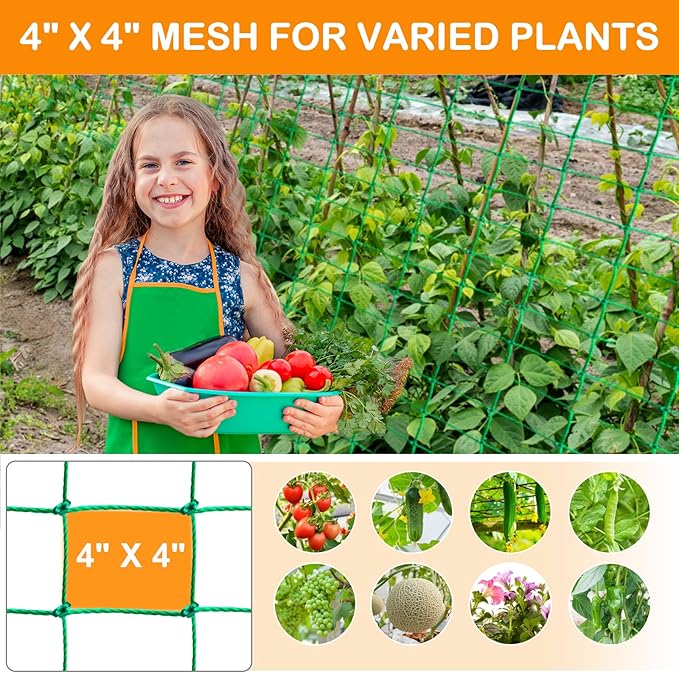 Trellis Netting - Garden Netting for Plants, 6.6x16.4 FT Garden Trellis Netting for Climbing Plants with 27 Strands Nylon Outdoor Indoor, Vegetable Grow Trellis Net for Tomato, Cucumber, Grape, Bean