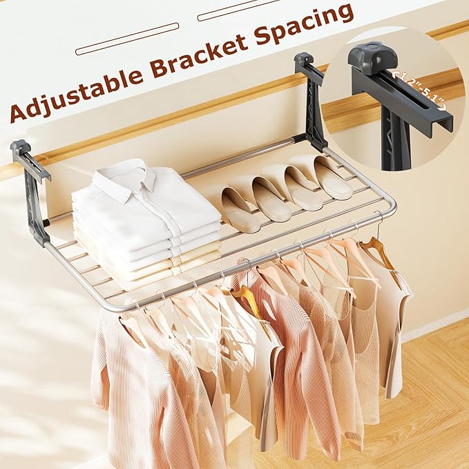 Tangkula Portable Clothes Drying Rack, Extendable Radiator Clothes Airer with Robust Aluminum Frame for Balcony Railings Windowsill, Folding Towel Rack for Indoor & Outdoor Use (Large)