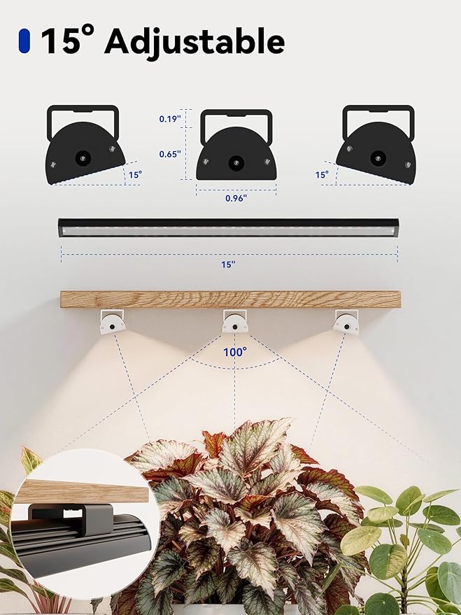 GLOWRIUM Smart Grow Lights for Indoor Plants with APP, Full Spectrum Grow Lights for Seed Starting, G6 Plant Light Strip with auto Timer, 3 Angle dimming Levels for Plant Shelf, 2-Pack (Black, 16W)