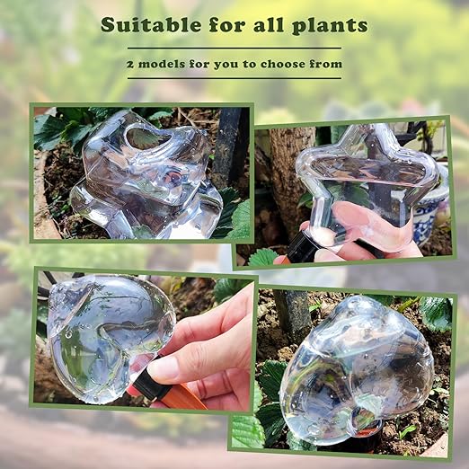 Heart2-shaped Self Plant Watering Globes-4 Top Fill Automatic Planter Watering Insert with Slow Release-Watering drip Irrigation Device for Indoor and Outdoor Plants.