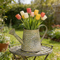 Vintage Green Metal Flower & Garden Watering Can, Rustic Farmhouse Decorative Watering Pot Planter for Home Patio Backyard Outdoor Plant Care
