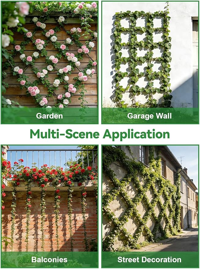 150FT Tensioned Wall Wire Trellis Kit for Climbing Plants, Kalolary T316 Stainless Steel Garden Trellis with Turnbuckle Tensioner Wall-mounted Fence Plant Trellises for Outdoor Wall Garden Fence Grape