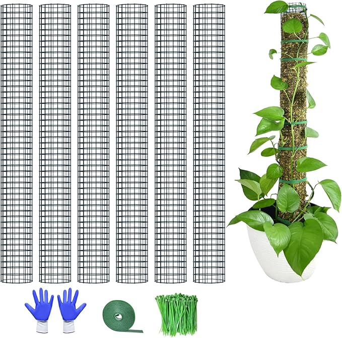 6 Pack Metal Moss Pole, 40"/24"/15" Moss Poles for Plants Monstera, Stackable Sphagnum Moss Pole for Plants Work with Sphagnum Moss(6 Pack 40")