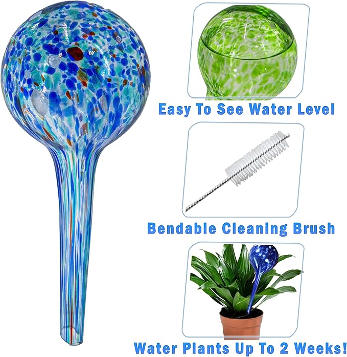 5 STAR SUPER DEALS Aqua Plant Watering Globes - Automatic Watering Ball Bulbs - Self Watering Plant Glass Bulbs System (8, 4 Small & 4 Large)