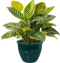 Sunnydaze Large Ceramic Plant Pot - Round Outdoor Glazed Ceramic Planter Pot with Drainage - Chalet -Dark Green - 14.5"