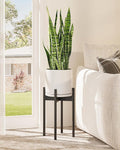 GENTINGBRO Adjustable Plant Stand Indoor, Bamboo Plant Stand Fits 8 9 10 11 12 Inches, Small Corner Planter Holder for Indoor Plants, Single Floor Plant Stands for Living Room Balcony, Black Tall