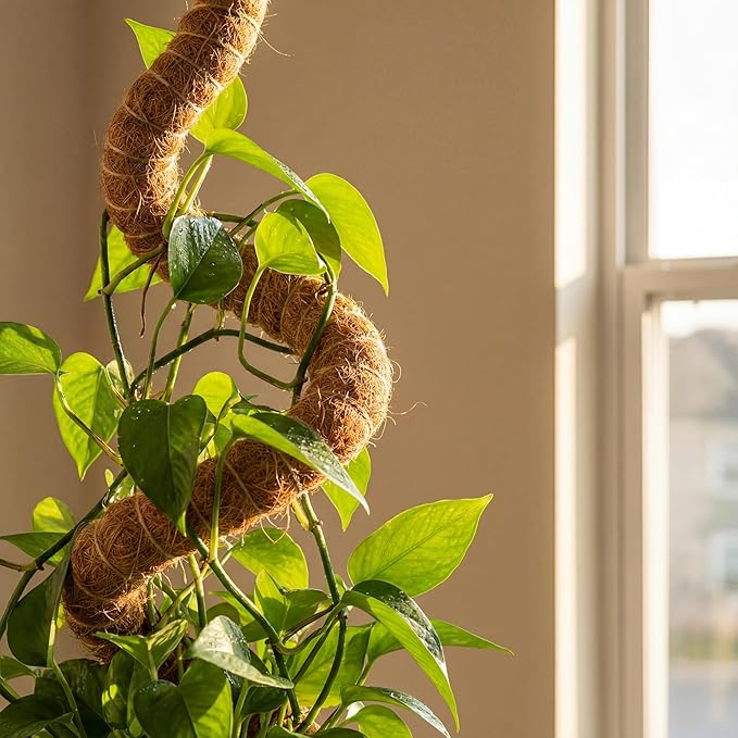 Moss Pole Monstera Plant Support - 2 Pack 28" Bendable Coco Coir Pole for Indoor Climbing Plants with Plant Sticks Support