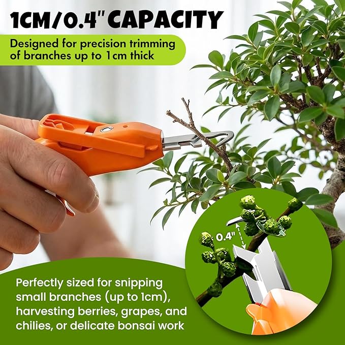 Mini Pruner Pro - 1cm/0.4 inch Precision Pruning & Fruit-Picking Snips with Protective Flip Cover