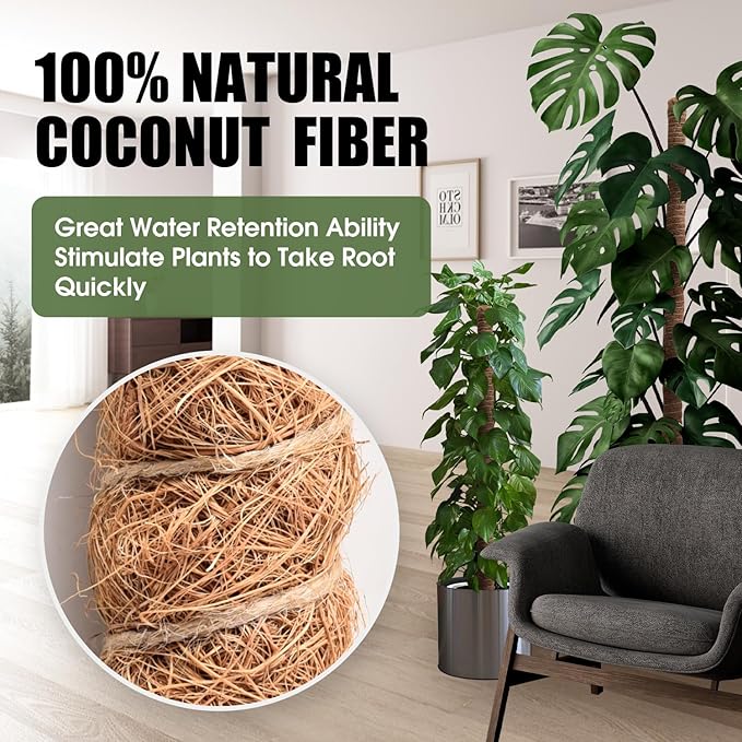 4 Pack Moss Pole, 50 Inch Moss Poles for Climbing Plants Stakes Indoor Monstera Support Tall Large Bendable Long Coco Coir DIY for Potted Plants, Pothos, Philodendron
