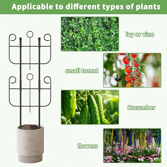 4 Pack Trellis for Climbing Plants Indoor, Expandable Heavy-Duty Metal Trellis for Potted Plants Outdoor, Flowers Vine Ivy, Sturdy Houseplant Pothos Plant Climber Support