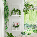 White Metal Wall Plant Holder - 2-Pack Wall Mounted Plant Stands and Hanging Holders for Indoor Planter and Flower Pot -Rectangle Decor Shelf for Plant Storage (Pot Not Included)