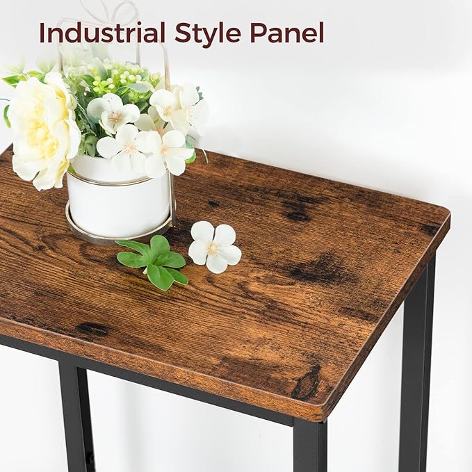 MAHANCRIS Set of 2 Bar Stools, 29.5" Tall Counter Bar Stools, Kitchen Breakfast Bar Chairs with Footrest, Rectangular Industrial Bar Chairs, for Dining Room, Rustic Brown and Black BAHR01701