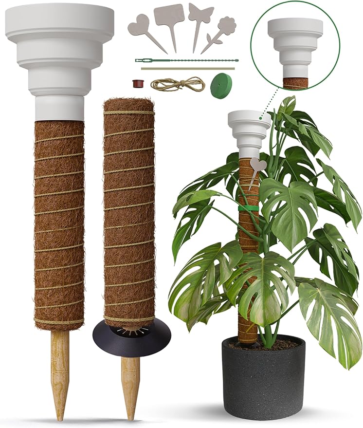 Organo Republic Moss Pole Monstera Plant Support Stakes - 26.4" Unique Self-Watering, Extendable Coco Coir Pole for Climbing Plant Supports for Potted Plants Indoor for Monstera, Pothos & More