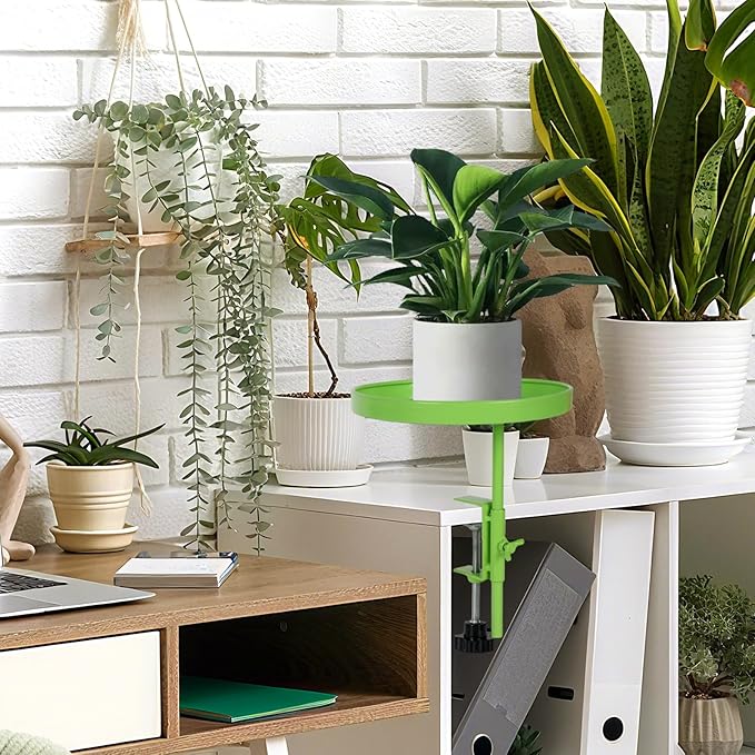 AQQHSAIN 2 Pcs Windowsill Clamp Tray Adjustable Metal Window Plant Shelves Stand Holder 7.9inch Window Planter Floating Shelves Windowsill Extension Tray for Indoor Plants Home Display Decor (Green)