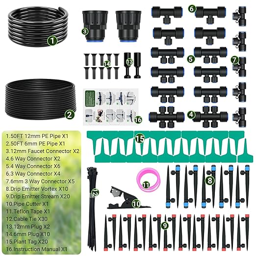 Drip Irrigation System for Garden, 2026 Upgraded Automatic Plant Watering Kit with Quick Connect PE Tubing, 30 Water-Saving Adjustable Drip Emitters for Yard, Lawn, Raised Bed & Greenhouse (100FT)