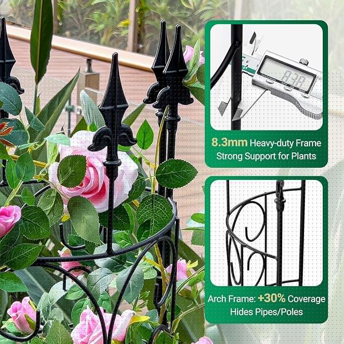 2 Pack 56.7'' H x 12'' W Garden Trellis for Climbing Plants Outdoor, Rustproof Metal Garden Flower Trellis, Rose Trellis for Outdoor Indoor Climbing Plants Clematis Vines Flowers Potted Plants, Tomato