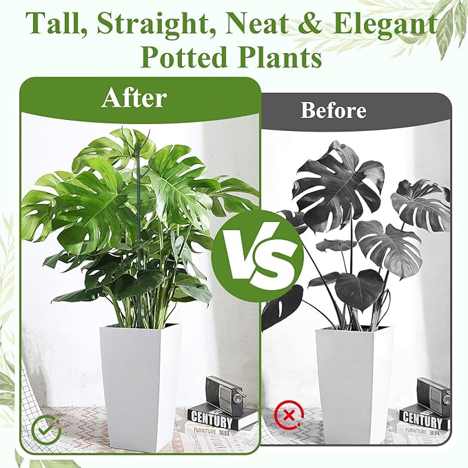 21PCS Stackable Monstera Plant Support Stakes for Indoor & Outdoor Plants, Includes Clips, Tags, Suitable for Supporting Monstera and Climbing Plants,for Vine Climbing and Stem Stabilization