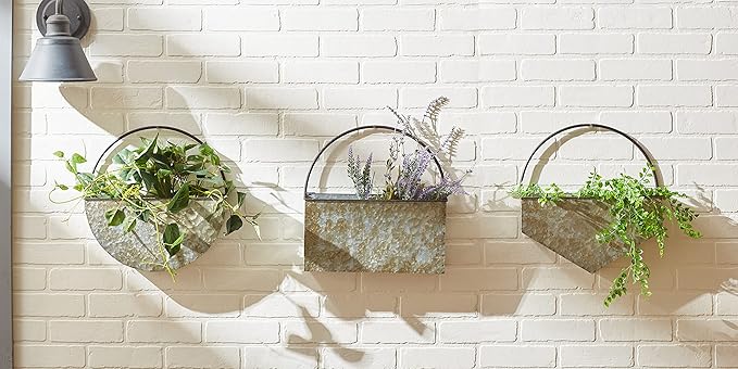 DII Galvanized Planter Collection Wall Hanging, Rectangle, 14.5x4x14.5, Iron