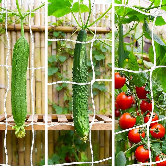 2 Pcs 6x15FT Garden Plant Trellis Netting,Heavy-Duty Grow Net Polyester Square Mesh Nets for Climbing Plants Fruits Vegetables Vines