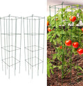 46" Height 12" Width 2PCS Green Square Folding Tomato Cage,Plant Support Stake Tower