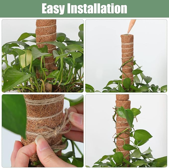 16 Pack Moss Pole for Plants Monstera 264 Inch Bendable Plant Pole Sticks Support Extension with Ropes Labels Tapes Tie Strap Locking Straps Green Twist Ties for Indoor Climbing Creepers