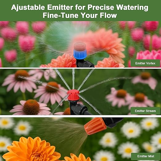 230FT Automatic Watering System for Outdoor Plants, Quick-Connect Garden Drip Irrigation Kits with 1/2" & 1/4", Adjustable Nozzles & Sprinklers for Greenhouse, Raised Bed, Lawn, Potted Plants