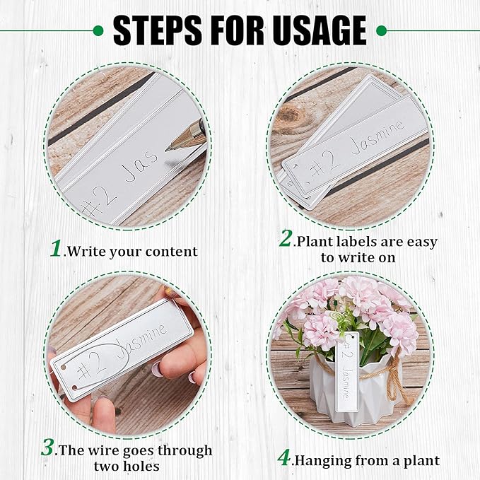 Ripeng 60 Pieces Aluminum Metal Plant Labels Writable Seedling Tree Tags with 6 Inch Wires Waterproof Double Sided Write for Plant Garden Marker Outdoor Identification and Greenhouse