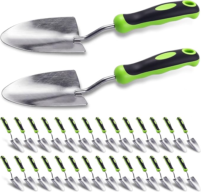Yaocom 16 Pcs Garden Shovel Aluminum Alloy Heavy Duty Trowel Small Digging Shovels Metal Hand Trowel Spade with Soft Handle for Garden Lawn Yard Planting Tool (Wide Shovel,Green)